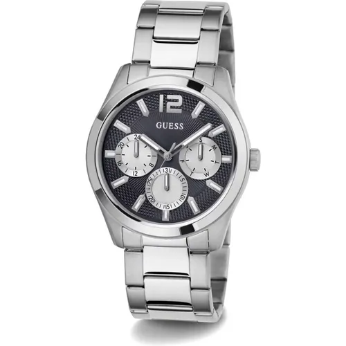 Multifunktionale ZEN Uhr in Silber/Schwarz , Herren, Größe: ONE Size - Guess - Modalova