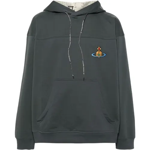 Grauer Pullover mit Orb Logo Stickerei , Herren, Größe: L - Vivienne Westwood - Modalova