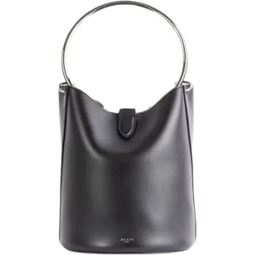 Leather Bucket Bag with Ring Handle , female, Sizes: ONE SIZE - Alaïa - Modalova