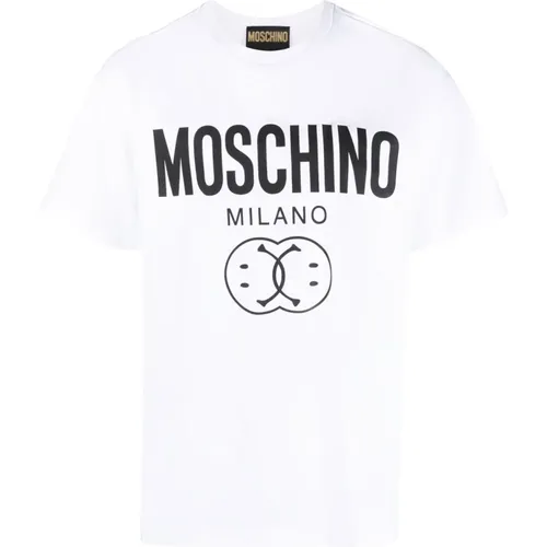 Logo-Print T-Shirt in Weiß , Herren, Größe: 2XL - Moschino - Modalova