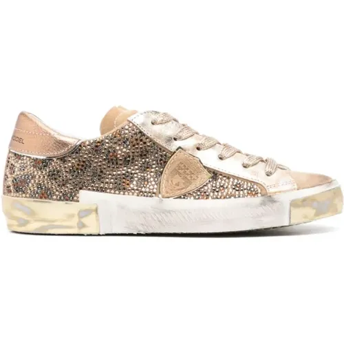 Sneakers with Gold Animal Motif , female, Sizes: 5 UK, 3 UK, 4 UK - Philippe Model - Modalova