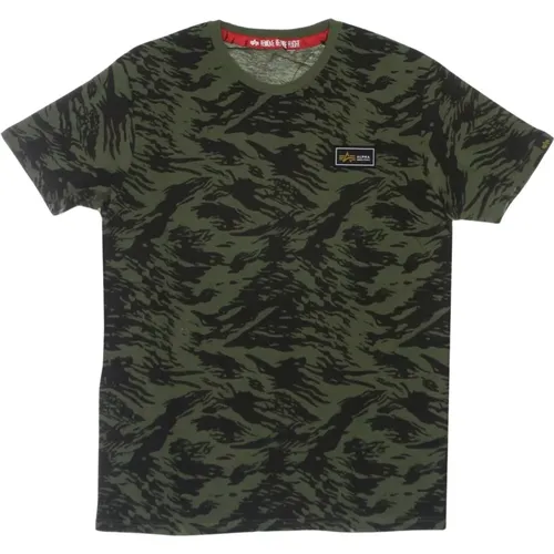 Taktisches Camo T-Shirt - Pinselstrich Grün , Herren, Größe: XL - alpha industries - Modalova