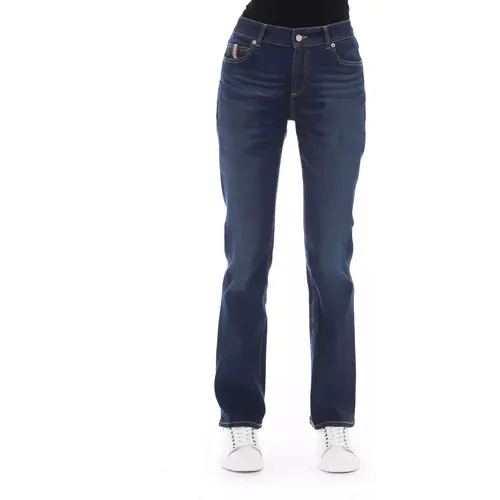 Trendige Blaue Baumwolljeans Hose , Damen, Größe: W32 - Baldinini - Modalova