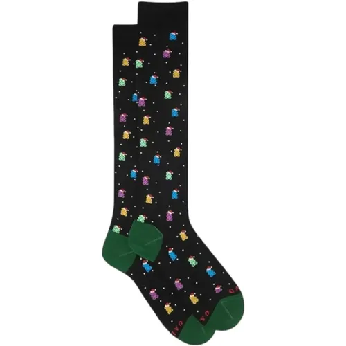 Long cotton socks with teddy bear pattern , male, Sizes: ONE SIZE - Gallo - Modalova
