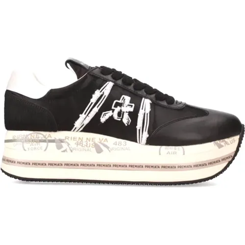 Beth Leather Sneakers with Embroidered Logo , female, Sizes: 6 UK, 3 UK, 4 UK, 7 UK, 5 UK - Premiata - Modalova