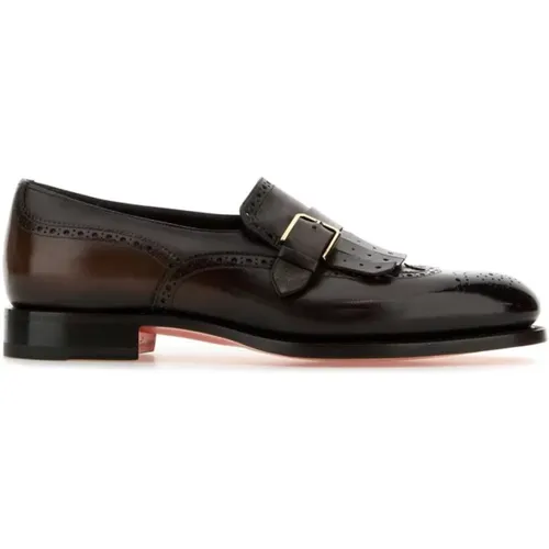 Burgunder Leder Loafers Stilvolle Schuhe - Santoni - Modalova