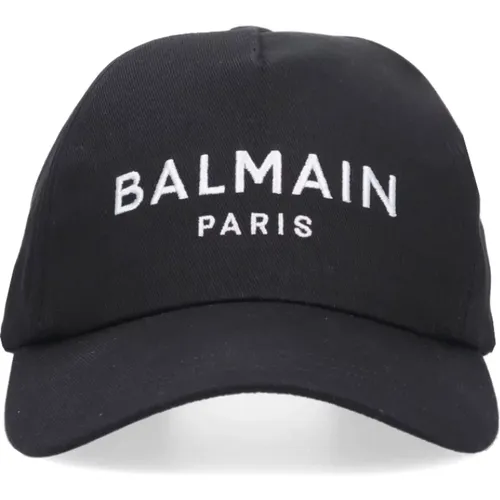 Schwarze Baseballkappe mit Logo-Stickerei , Damen, Größe: ONE Size - Balmain - Modalova