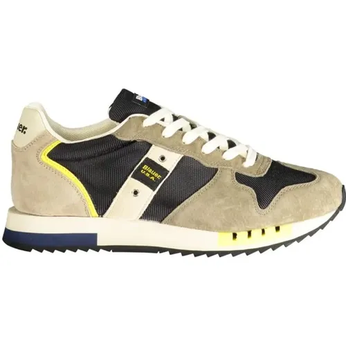 Green Polyester Sneaker Stylish and Comfortable , male, Sizes: 8 UK, 9 UK, 11 UK, 12 UK, 10 UK - Blauer - Modalova