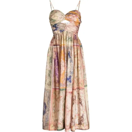 Multicolored Silk Midi Dress , female, Sizes: XS - Zimmermann - Modalova