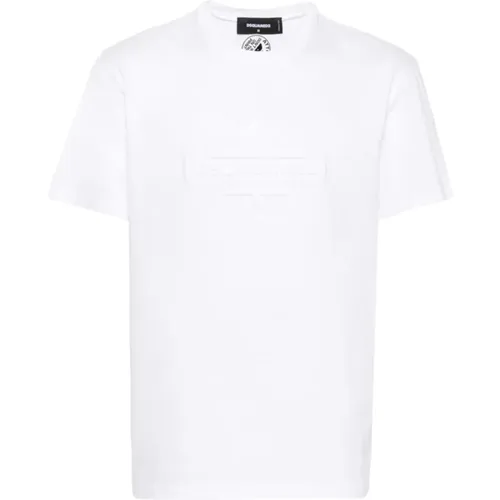 Weißes Logo Relief T-Shirt , Herren, Größe: 2XL - Dsquared2 - Modalova