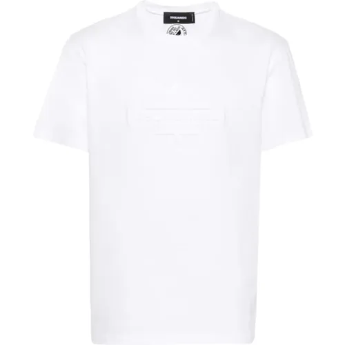 Weißes Logo Relief T-Shirt , Herren, Größe: S - Dsquared2 - Modalova