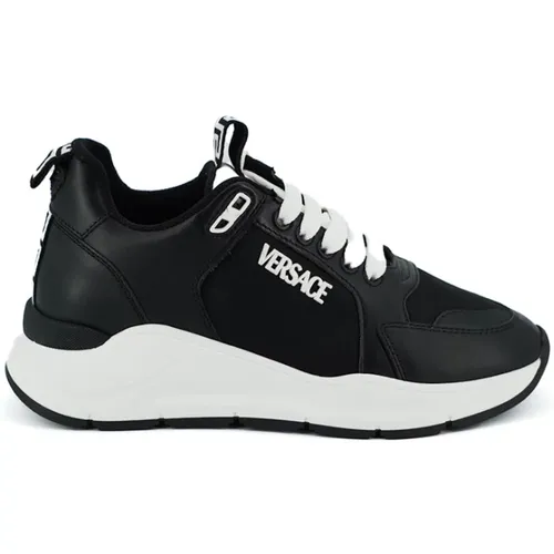 Elegante Monochrome Leder Sneakers - Versace - Modalova