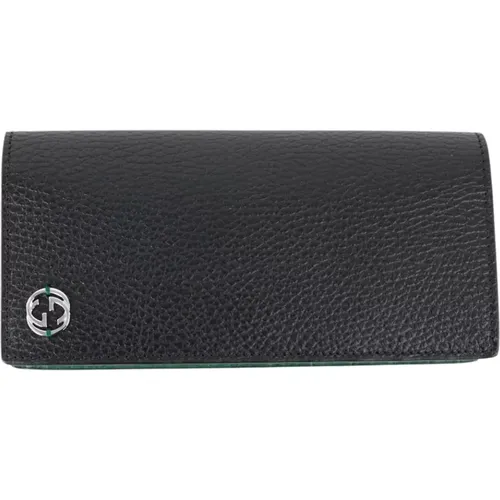 Men's Bifold Wallet in and Green Leather , female, Sizes: ONE SIZE - Gucci - Modalova