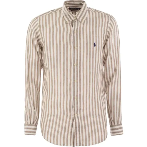 Polo Custom Fit Striped Linen Shirt , male, Sizes: L, XL - Ralph Lauren - Modalova