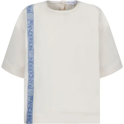 Logo Besticktes T-Shirt Weiß , Damen, Größe: 2XS - JW Anderson - Modalova