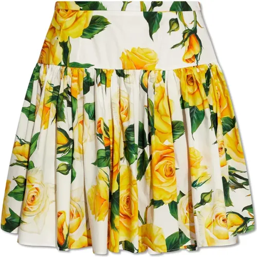 Skirt with floral motif , female, Sizes: S, XS - Dolce & Gabbana - Modalova