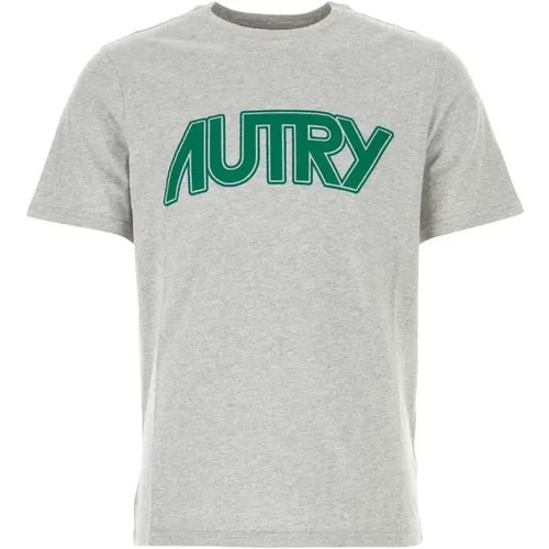 Melange grey cotton t-shirt , male, Sizes: 2XL, L, XL, M, S - Autry - Modalova