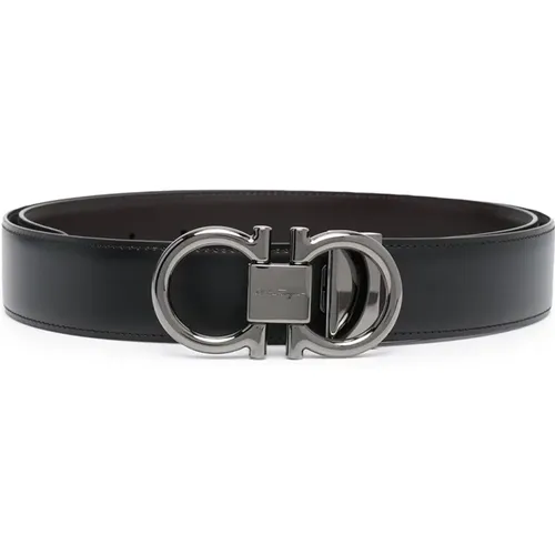 Leather Gancini Buckle Belt , male, Sizes: 105 CM, 100 CM, 110 CM, 90 CM - Salvatore Ferragamo - Modalova