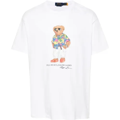 Polo Bear Weißes T-Shirt , Herren, Größe: M - Ralph Lauren - Modalova
