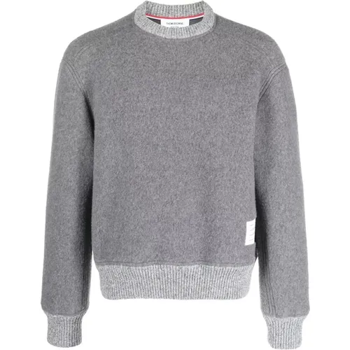 Logo Patch Wool Sweater , male, Sizes: L, XL, M - Thom Browne - Modalova
