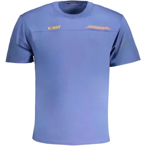 Blau Baumwoll T-Shirt mit Drucklogo , Herren, Größe: M - K-way - Modalova