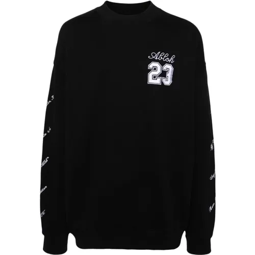 Bestickter Logo-Sweatshirt , Herren, Größe: S - Off White - Modalova