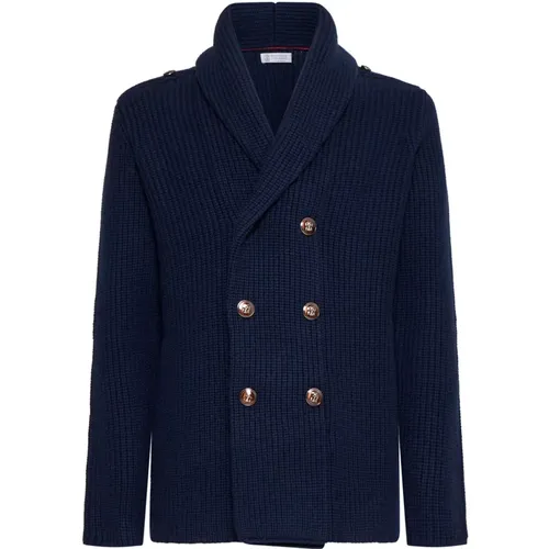 Dunkelblauer Blazer Cardigan Pullover - BRUNELLO CUCINELLI - Modalova