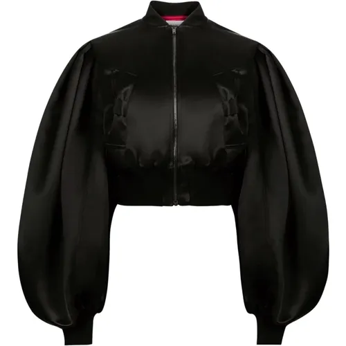 Satin Cropped Bomber Jacket , female, Sizes: 2XS, M, XS, L, S - Nina Ricci - Modalova