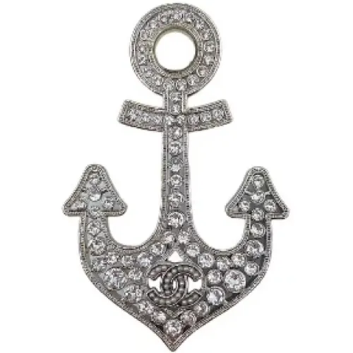 Diamond Anchor Brooch in Silver Hardware , female, Sizes: ONE SIZE - Chanel Vintage - Modalova