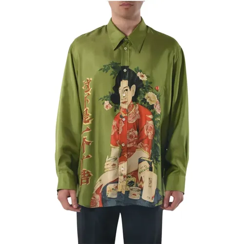 Printed Silk Shirt with Front Buttoning , male, Sizes: M, XS, S, L - ACT N°1 - Modalova