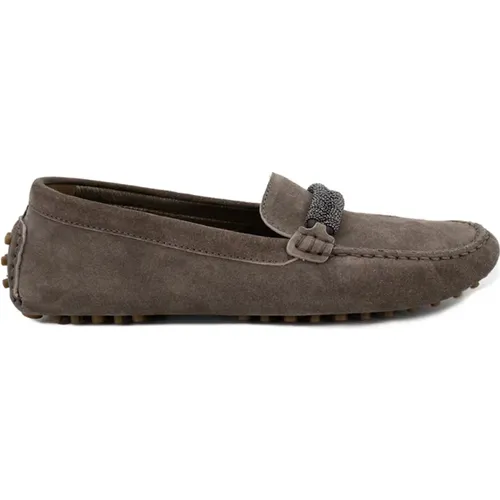 Suede Jewel Moccasins , female, Sizes: 3 UK, 4 UK, 5 UK - BRUNELLO CUCINELLI - Modalova