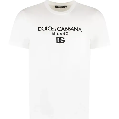 Velvet Print Crew-neck T-shirt , male, Sizes: L, M, 3XL, XL, S - Dolce & Gabbana - Modalova