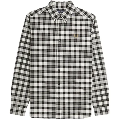 Tartan Oxford Hemd in Ecru , Herren, Größe: S - Fred Perry - Modalova