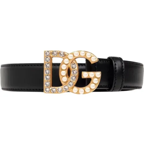 Leather belt , Damen, Größe: 85 CM - Dolce & Gabbana - Modalova