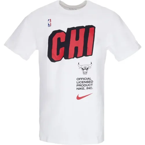 Chicago Bulls Block Tee Weiß , Herren, Größe: M - Nike - Modalova