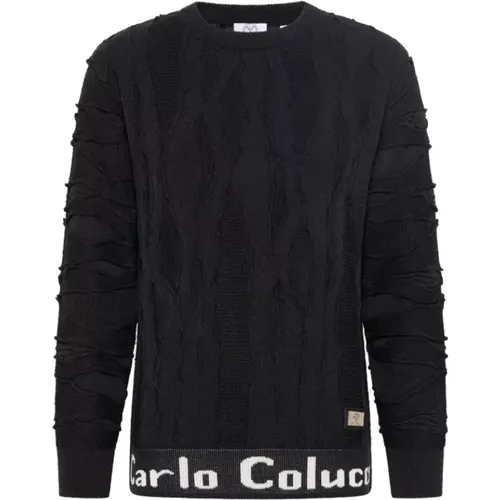Schwarzer Pullover mit Stil C11706 , Herren, Größe: XL - carlo colucci - Modalova