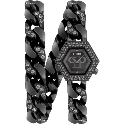 Hexagon Groumette Crystal Watch , female, Sizes: ONE SIZE - Philipp Plein - Modalova