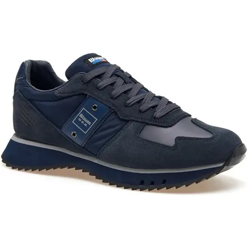 Tokyo Leder- und Stoff-Sneaker Marine , Herren, Größe: 44 EU - Blauer - Modalova