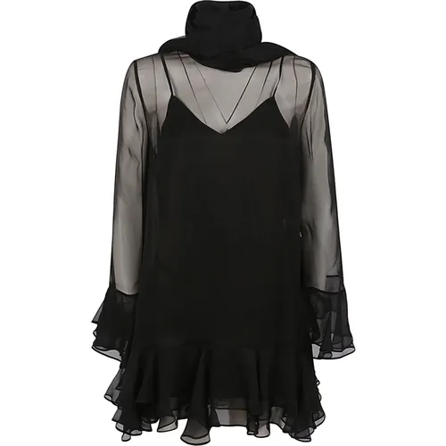 Transparent Dress with Ruffled Hem , female, Sizes: S - Valentino - Modalova