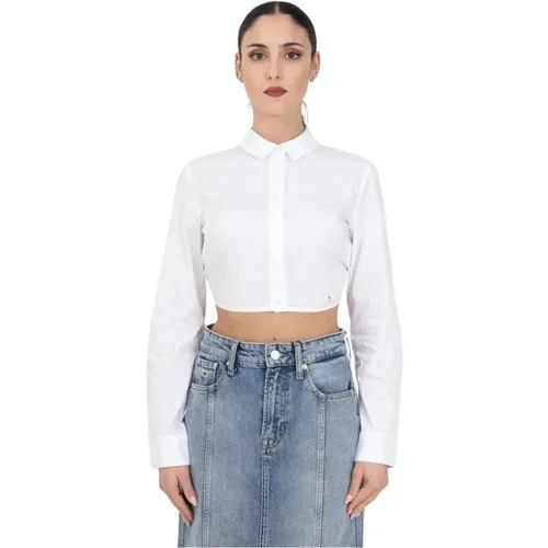 Weiße Crop Bluse mit Verstellbarem Rückenausschnitt - Tommy Jeans - Modalova