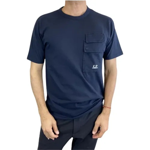 Marineblauer Poloshirt mit kurzen Ärmeln , Herren, Größe: 2XL - C.P. Company - Modalova