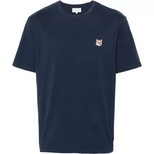 Fox Head Regular T-Shirt Navy , male, Sizes: S, L, M, 2XL - Maison Kitsuné - Modalova