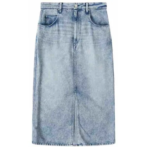 Denim Midi Rock mit hoher Taille und vorderem Schlitz , Damen, Größe: XS - Isabel Marant Étoile - Modalova