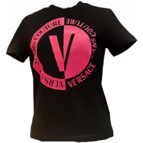 Schwarzes T-Shirt mit Logo-Schriftzug - M - Versace Jeans Couture - Modalova