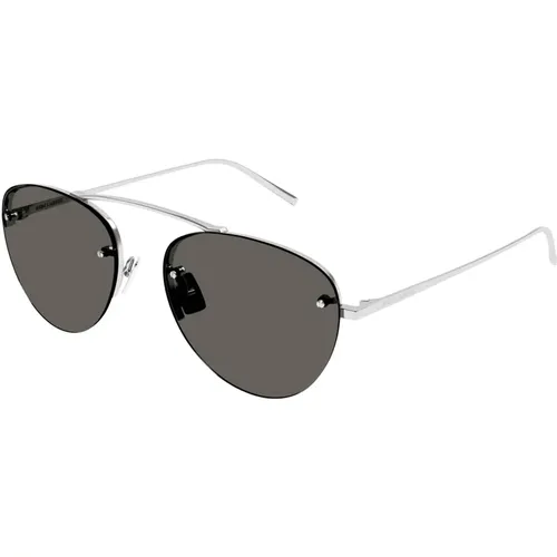 Silver/Grey Sunglasses , unisex, Sizes: 55 MM - Saint Laurent - Modalova