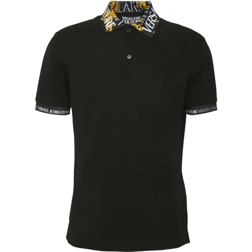 Schwarzes Polo-Shirt , Herren, Größe: XS - Versace Jeans Couture - Modalova