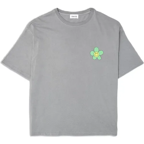 Jersey Grey Graphic T-Shirt , male, Sizes: S - Amish - Modalova