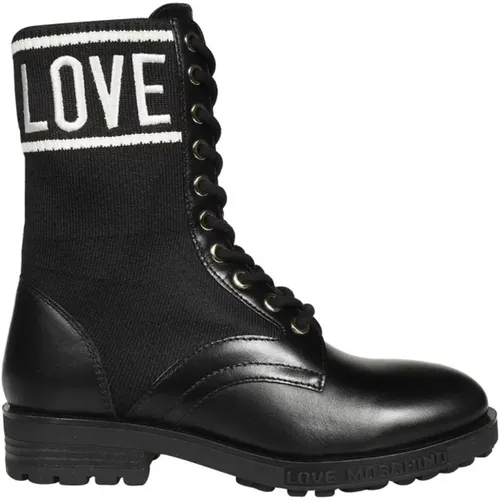 Schnürstiefeletten mit elastischem Verschluss , Damen, Größe: 36 EU - Love Moschino - Modalova