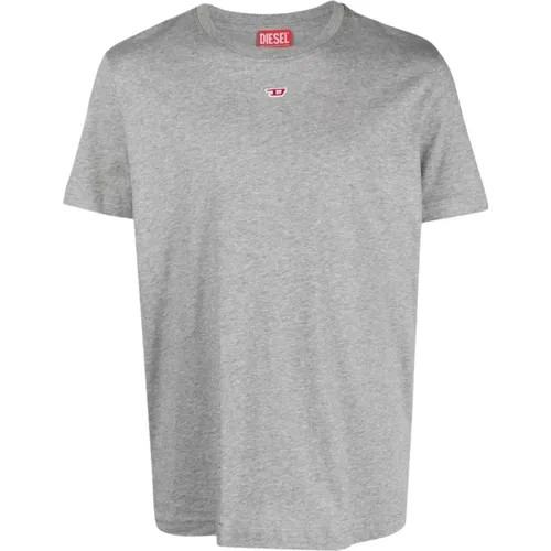 Grey T-Diegor-D T-shirt with Logo Embroidery , male, Sizes: M, L - Diesel - Modalova