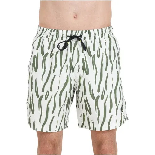 Grüne Fantasie Strand Shorts mit Logo-Patch , Herren, Größe: L - 4Giveness - Modalova